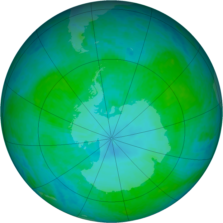 Antarctic ozone map for 19 January 2002